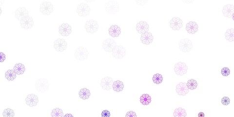 Light purple vector doodle template with flowers.