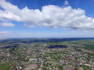 Aerial view of the saburb landscape (drone image). Near Kiev