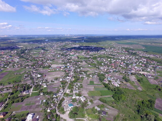 Aerial view of the saburb landscape (drone image). Near Kiev