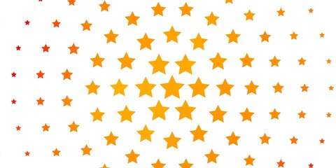 Light Orange vector background with small and big stars. Shining colorful illustration with small and big stars. Pattern for wrapping gifts.
