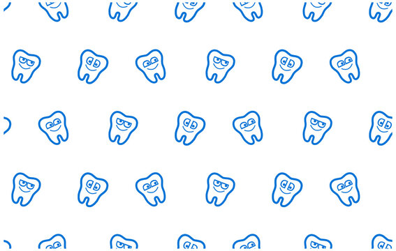 Vector seamless cute pattern with fairy magic teeth. Cute Tooth character can be used for pediatric dentistry.