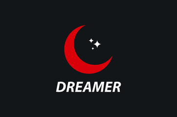 Dreamer Logo, Moon Logo, Star Logo Design Vector Editable