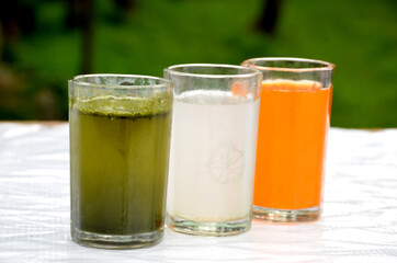 the indian flag from orenge , lychee, and mint juice for memorial day or veteran