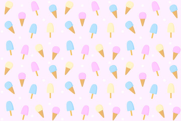 Vector pattern of ice cream scoops and popsicles