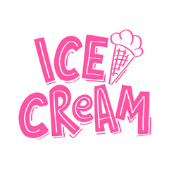 Ice Cream hand lettering logo on white background
