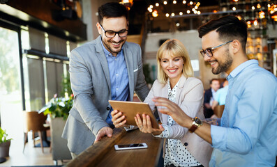 Successful company with happy employees in modern office