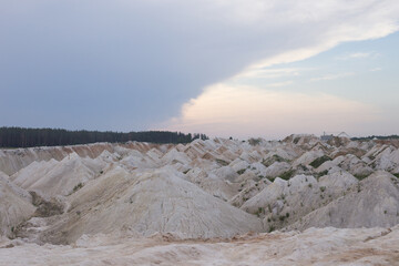 white mountains of sand against a beautiful sky
