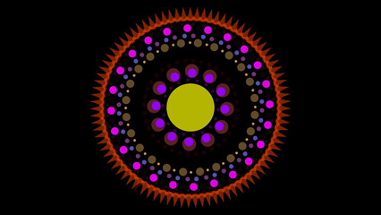 art dot fade circle and outside small twenty fore thorn yellow orange purple tone