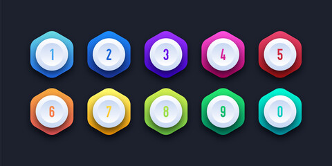 3d colorful icon set with number bullet point