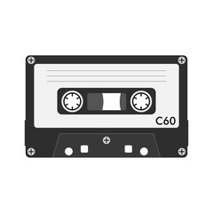 Cassette tape vector, audio cassette retro isolated illustration