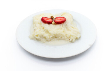 Traditional Ramadan Dessert Gullac. Turkey and made the month of Ramadan, light sweet milk. on white background