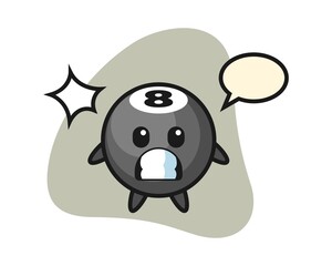 Eight ball billiard cartoon with shocked gesture