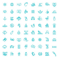 Water icon set in thin line style