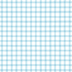 Blue Gingham seamless pattern. watercolor stripes, tartan texture for spring picnic table cloth, shirts, plaid, clothes, dresses, blankets, paper. vector checkered summer paint brush strokes.