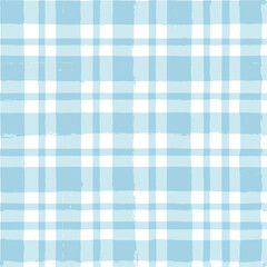 Blue Gingham seamless pattern. watercolor stripes, tartan texture for spring picnic table cloth, shirts, plaid, clothes, dresses, blankets, paper. vector checkered summer paint brush strokes.