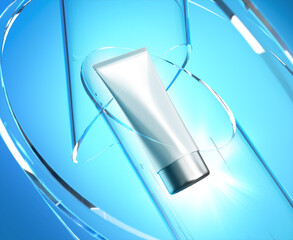 Naklejka premium Cosmetic Tube Of Cream Or Gel package, 3d rendering.