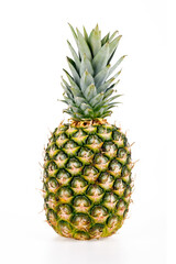 Whole fresh pineapple isolated on white background