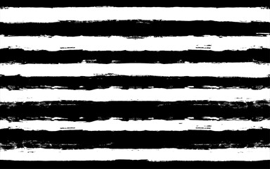 Hand drawn striped pattern, grunge stripe seamless background, black and white brush strokes. vector grungy stripes, paintbrush line backdrop