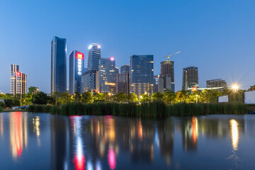 Naklejka premium Miejska sceneria strefy wolnego handlu Qianhai w Shenzhen