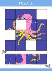 Obraz premium Puzzle for kids. Simple educational game. Cut and glue