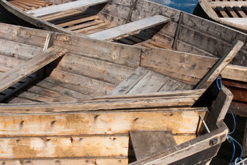 Fototapeta na wymiar Traditional Lithuanian wooden boats.
