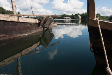 Traditional Lithuanian wooden boats.