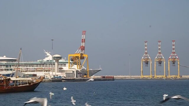 Ships at Mutrah port in Muscat, Oman