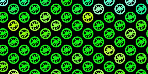 Dark Green, Yellow vector backdrop with virus symbols.