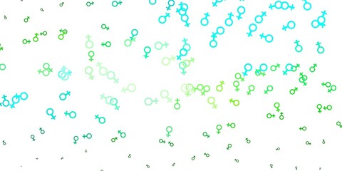 Light Blue, Yellow vector pattern with feminism elements.