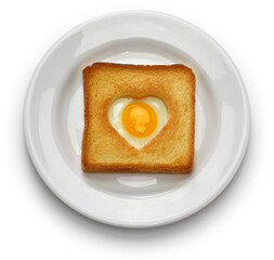 Egg in a hole of bread then toast that also known as egg in the basket.