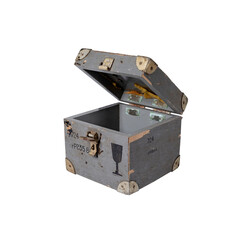 Vintage wooden drawer with number. With the lid open.