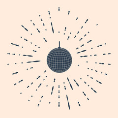 Black Disco ball icon isolated on beige background. Abstract circle random dots. Vector Illustration.