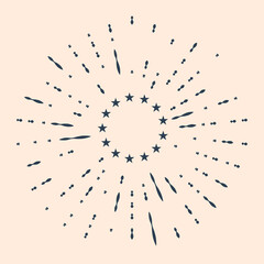 Black Flag of European Union icon isolated on beige background. EU circle symbol. Waving EU flag. Abstract circle random dots. Vector Illustration.