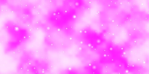 Light Pink vector template with neon stars. Decorative illustration with stars on abstract template. Theme for cell phones.