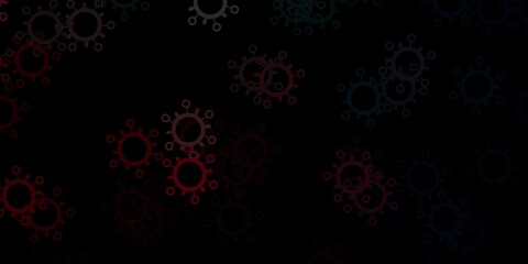 Dark blue, red vector backdrop with virus symbols.