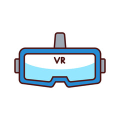 VR glasses color line icon. Virtual reality glasses or goggles. Type of eyewear which functions as a display device. Pictogram for web page, mobile app, promo. Editable stroke.