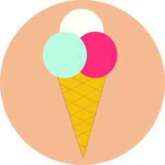 Vector Ice cream logo icon on rose background