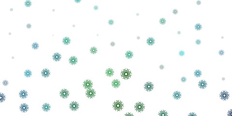 Light Blue, Green vector doodle template with flowers.