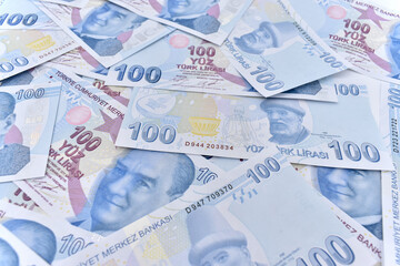 Turkish Lira TL. Turkish banknotes. 100 Turkish Lira. hundred turkish lira