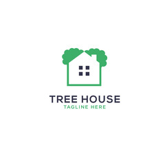 Fototapeta premium Green tree house logo template