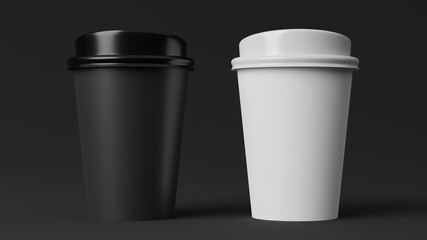 Blank coffee cup with plastic lid on isolate background.3d rendering illustration.