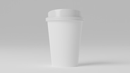 Blank coffee cup with plastic lid on isolate background.3d rendering illustration.