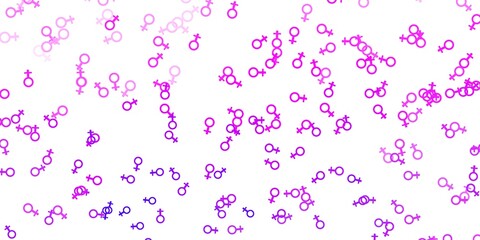 Light Purple vector pattern with feminism elements.