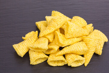 heap of salted corn cones snack