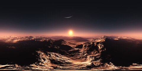 Martian landscape. HDRI . equidistant projection. Spherical panorama. panorama 360. environment map, 3d rendering © ustas