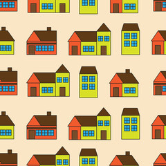 Fototapeta premium city view ornament seamless pattern. vector illustration