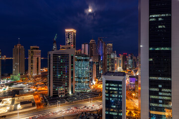 Fototapeta na wymiar Aerial View of west bay area Doha City