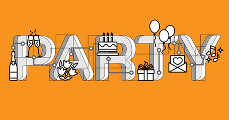 Party line icon set. Included the icons as celebration, anniversary, party