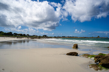Brittany beach of fine sand at low tide 