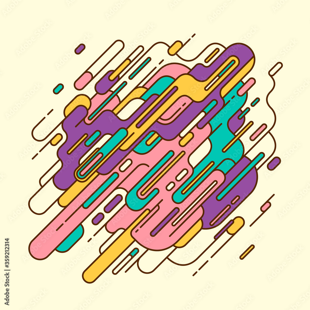Poster modish style abstraction, made of rounded designed shapes and paths in soft colors. vector illustrat